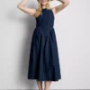 Cotton denim drop waist midi dress Cotton denim drop waist midi dress