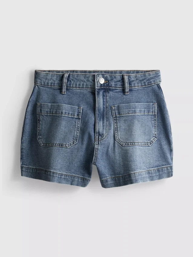Cotton denim front-pocket shorts Cotton denim front-pocket shorts