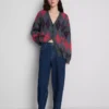 Cotton denim high waisted tapered jeans