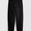 Cotton denim high waisted tapered jeans