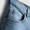 Cotton denim high waisted tapered jeans