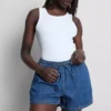 Cotton denim jogger shorts Cotton denim jogger shorts