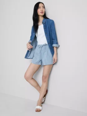 Cotton denim jogger shorts