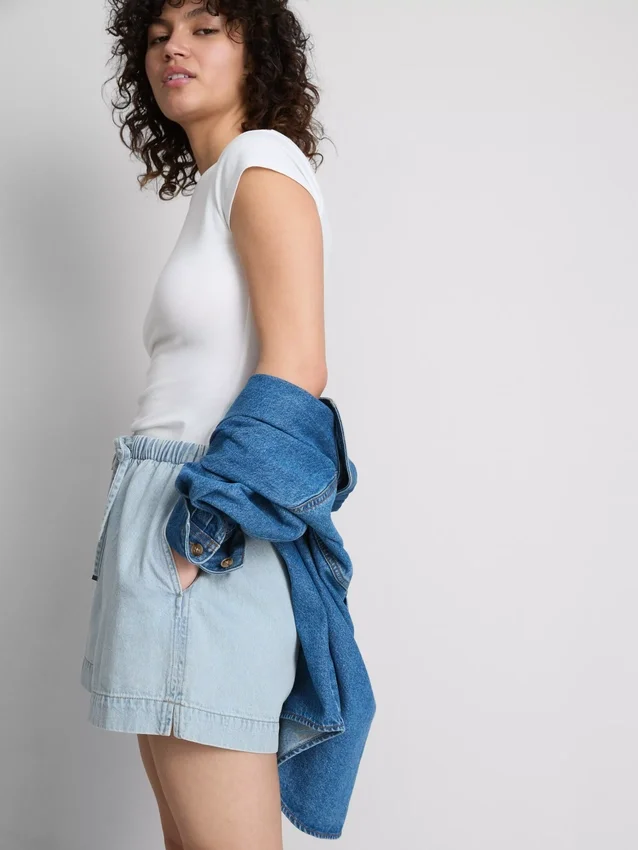 Cotton denim jogger shorts Cotton denim jogger shorts