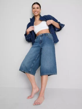 Cotton denim jorts