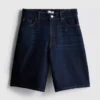 Cotton denim longline bermuda shorts