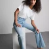 Cotton denim mid rise flared jeans Cotton denim mid rise flared jeans