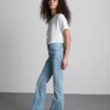 Cotton denim mid rise flared jeans Cotton denim mid rise flared jeans