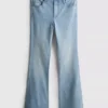 Cotton denim mid rise flared jeans Cotton denim mid rise flared jeans
