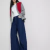 Cotton denim mid-rise wide-leg jeans