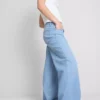Cotton denim mid-rise wide-leg jeans