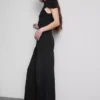 Cotton denim mid-rise wide-leg jeans