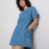 Cotton denim mini shift dress Cotton denim mini shift dress