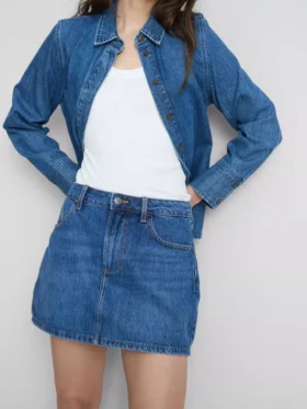 Cotton denim mini skirt