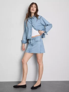 Cotton denim mini skirt