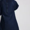 Cotton denim puff sleeve mini dress