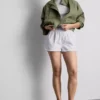 Cotton denim runner shorts