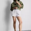 Cotton denim runner shorts