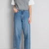 Cotton denim tapered straight leg jeans Cotton denim tapered straight leg jeans