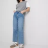 Cotton denim tapered straight leg jeans Cotton denim tapered straight leg jeans