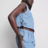 Cotton denim tie side tank top Cotton denim tie side tank top