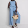 Cotton denim tie side tank top Cotton denim tie side tank top