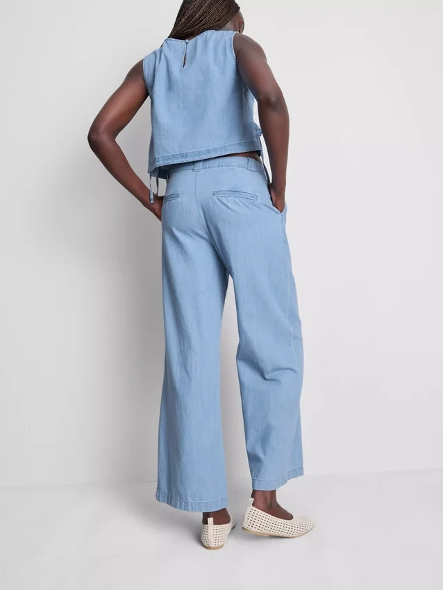 Cotton denim tie side tank top Cotton denim tie side tank top
