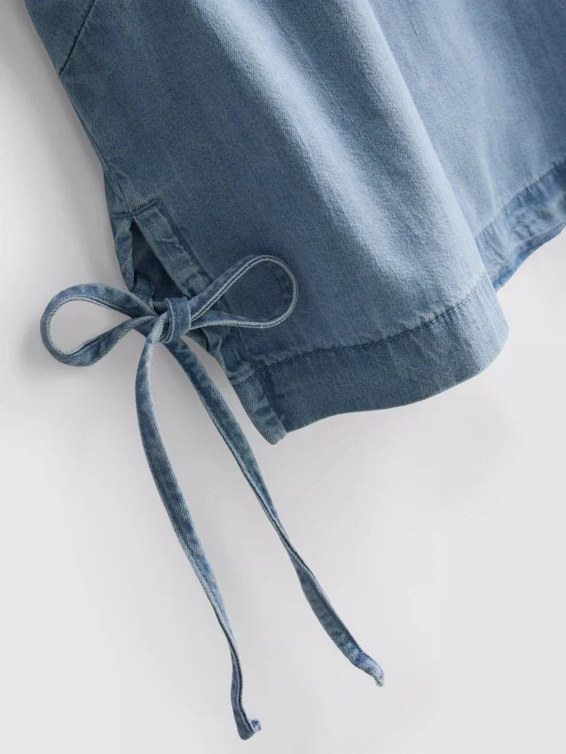 Cotton denim tie side tank top Cotton denim tie side tank top