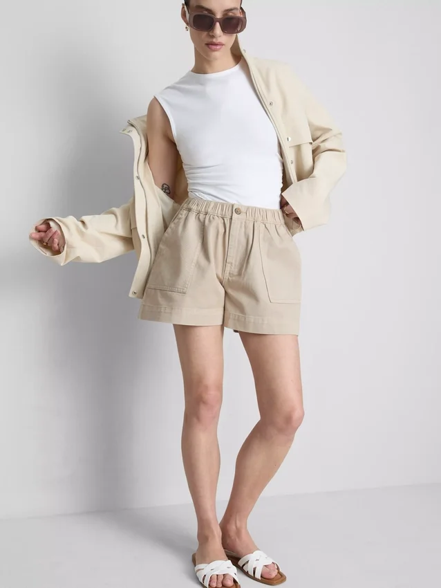 Cotton denim utility shorts Cotton denim utility shorts