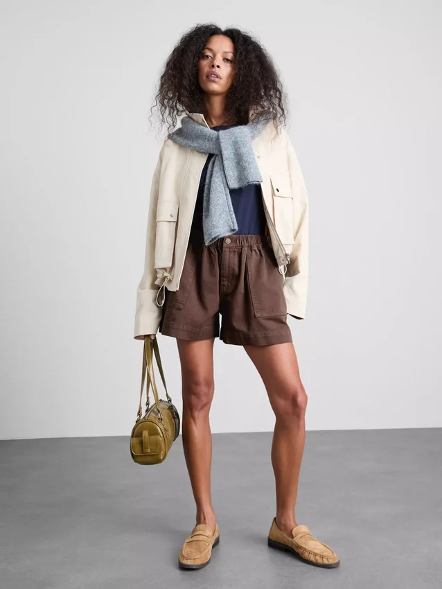 Cotton denim utility shorts Cotton denim utility shorts