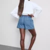 Cotton denim utility shorts Cotton denim utility shorts