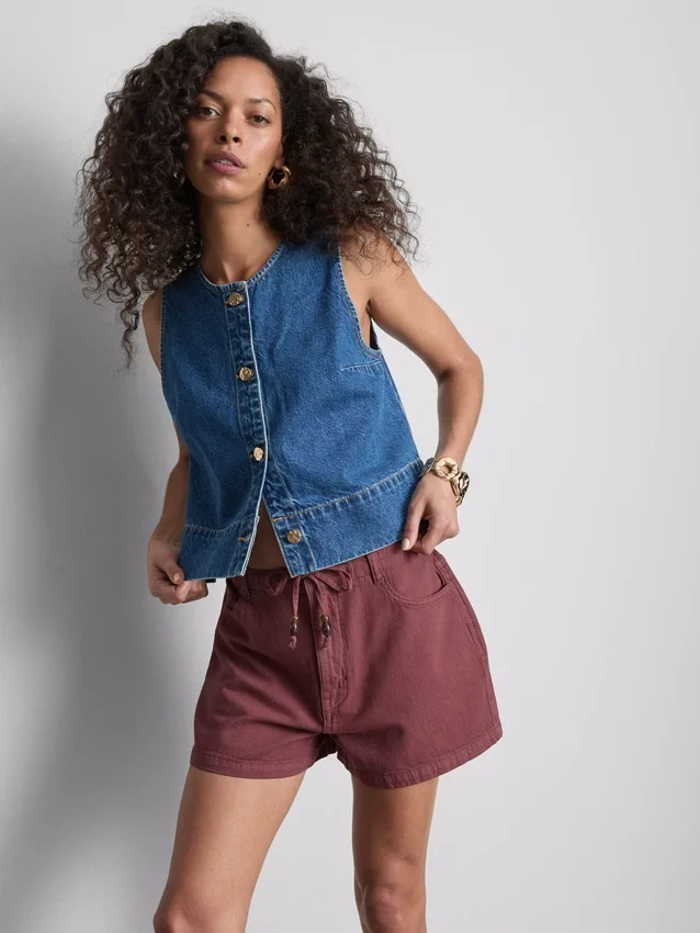 Cotton drawstring beaded casual shorts Cotton drawstring beaded casual shorts