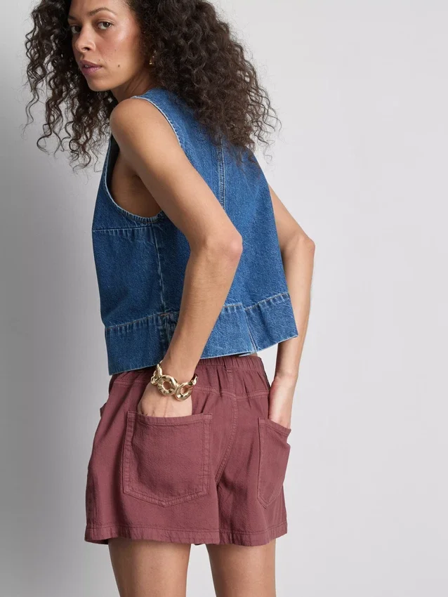 Cotton drawstring beaded casual shorts Cotton drawstring beaded casual shorts