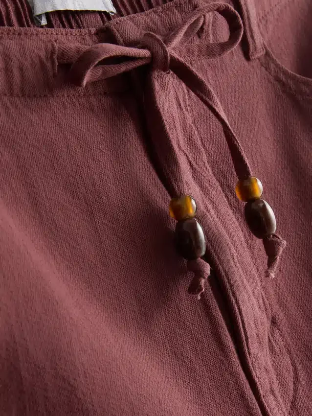 Cotton drawstring beaded casual shorts Cotton drawstring beaded casual shorts