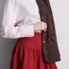 Cotton drop-waist poplin midi skirt