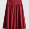 Cotton drop-waist poplin midi skirt