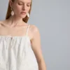 Cotton embroidered cropped cami top Cotton embroidered cropped cami top