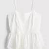 Cotton embroidered peplum hem cami top Cotton embroidered peplum hem cami top
