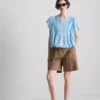 Cotton embroidered scalloped sleeve top Cotton embroidered scalloped sleeve top