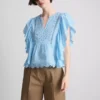 Cotton embroidered scalloped sleeve top Cotton embroidered scalloped sleeve top