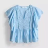 Cotton embroidered scalloped sleeve top Cotton embroidered scalloped sleeve top