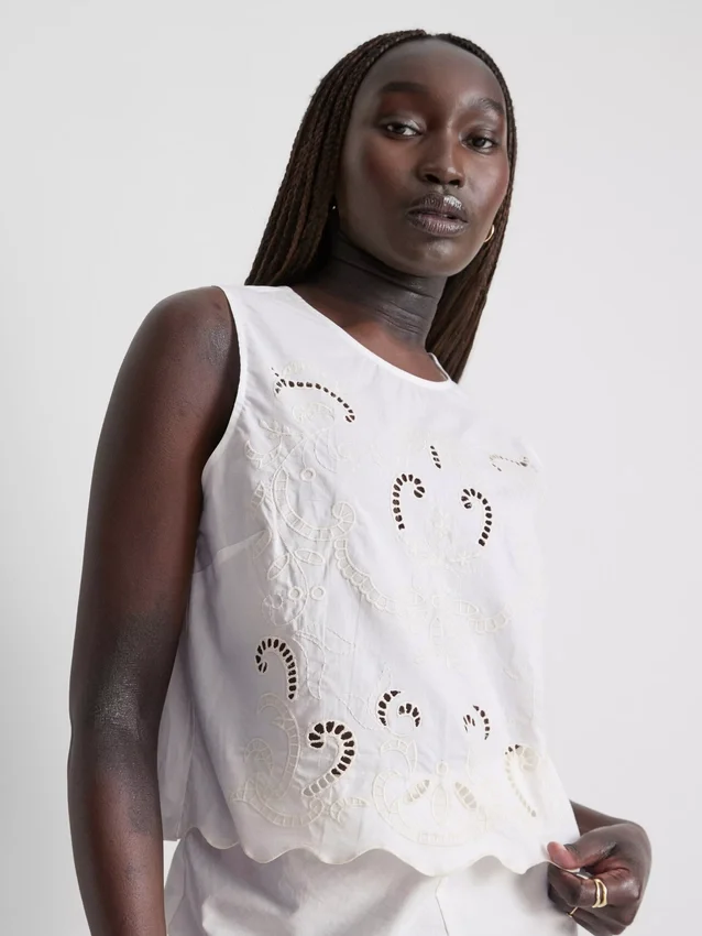 Cotton embroidered short sleeve blouse Cotton embroidered short sleeve blouse