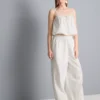 Cotton embroidered wide leg pants Cotton embroidered wide leg pants