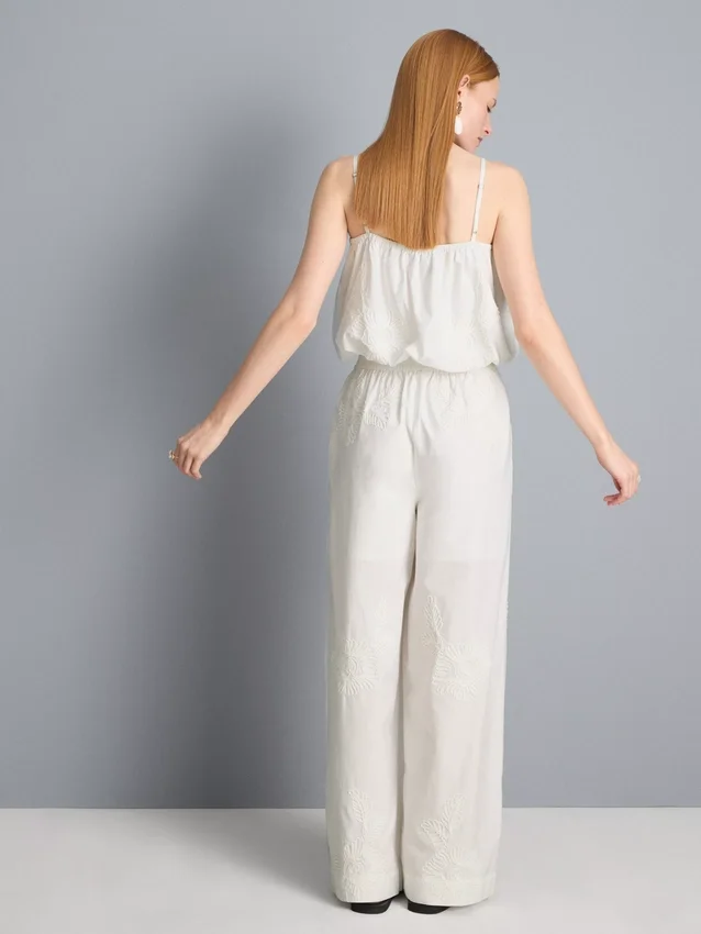 Cotton embroidered wide leg pants Cotton embroidered wide leg pants