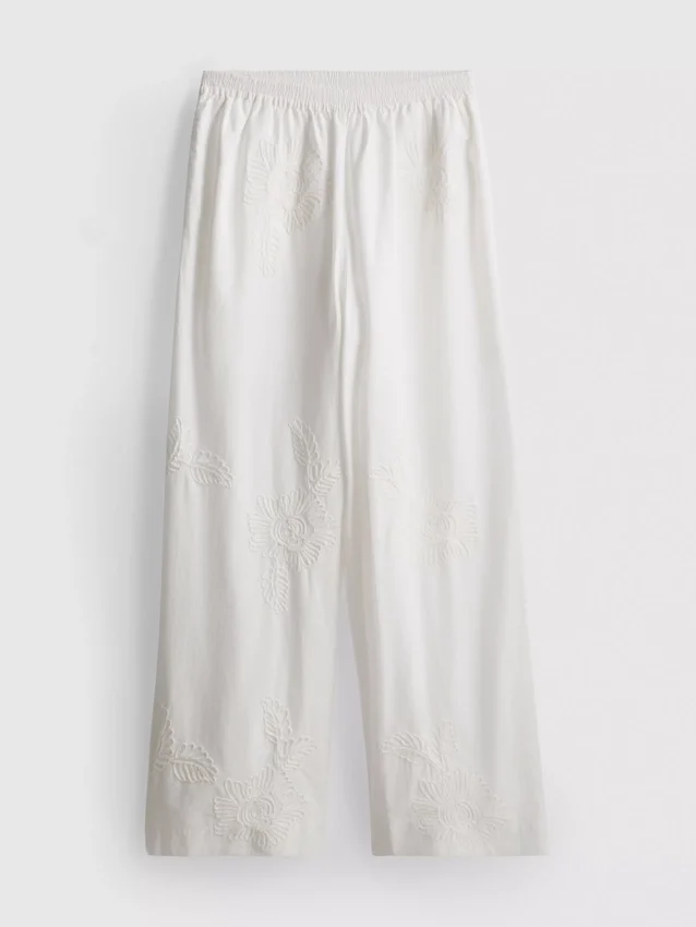 Cotton embroidered wide leg pants Cotton embroidered wide leg pants