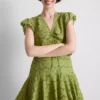 Cotton eyelet ruched mini dress Cotton eyelet ruched mini dress