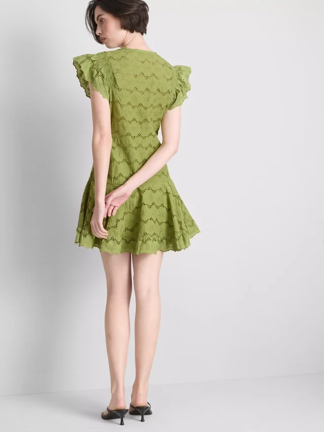Cotton eyelet ruched mini dress Cotton eyelet ruched mini dress