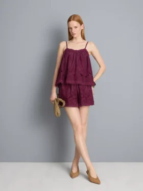 Cotton floral embroidered cami top