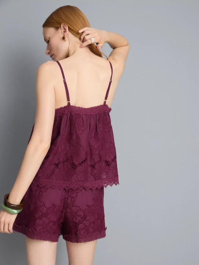 Cotton floral embroidered cami top Cotton floral embroidered cami top