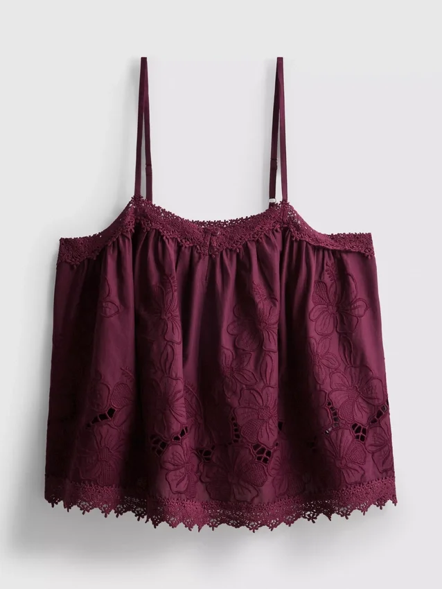 Cotton floral embroidered cami top Cotton floral embroidered cami top